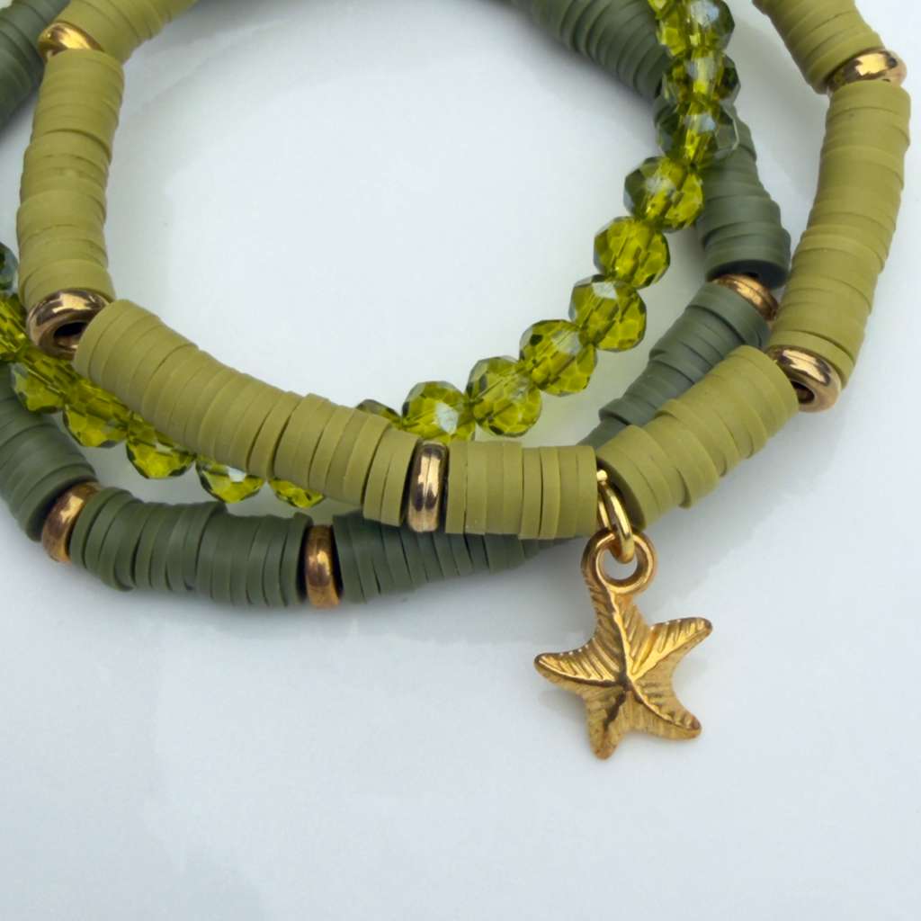 Olive & Gold Star Stack — Set of 3