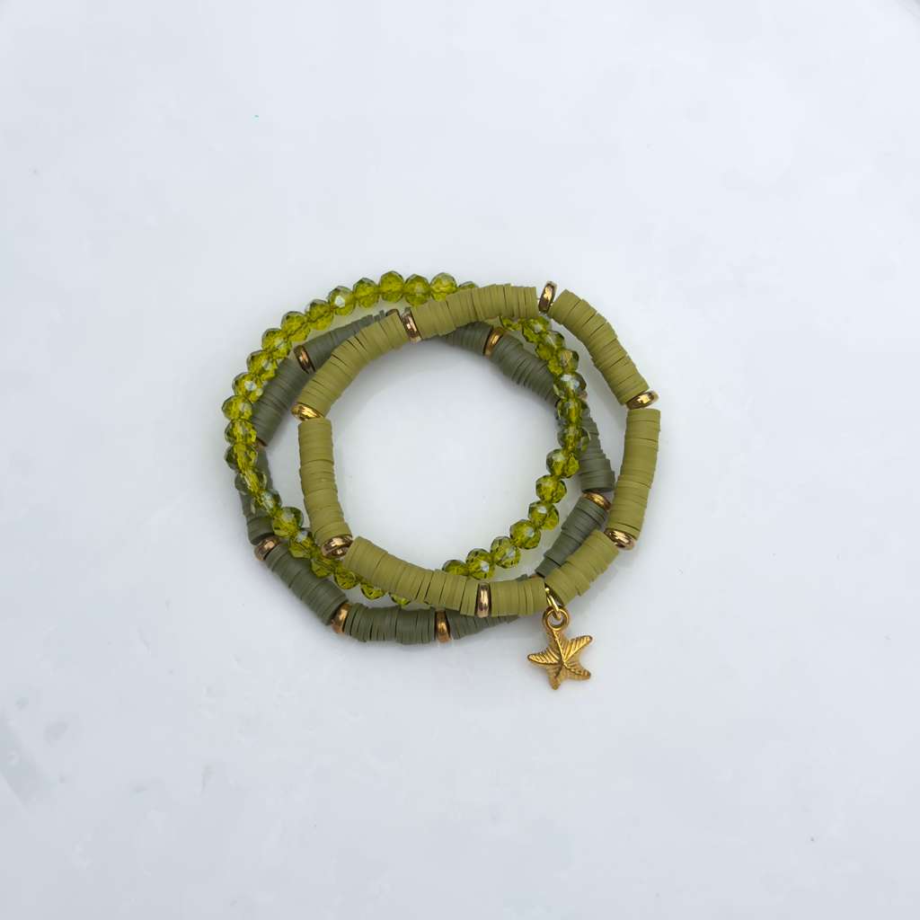 Olive & Gold Star Stack — Set of 3