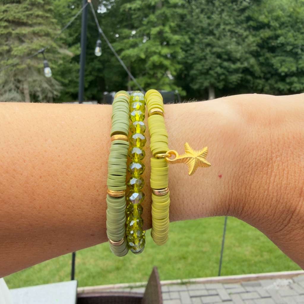 Olive & Gold Star Stack — Set of 3