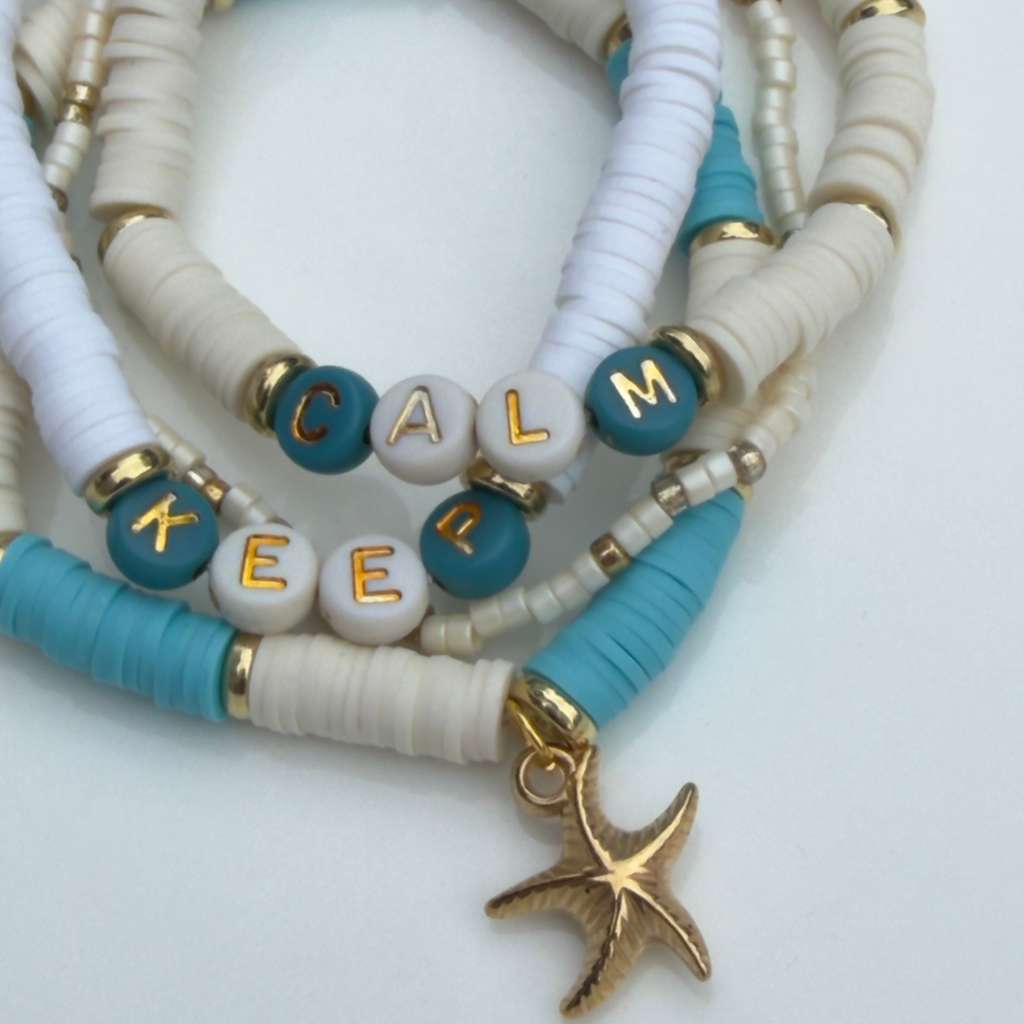 Keep Calm Coastal Stack — Set of 4