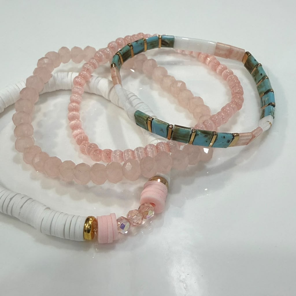 Coastal Blush Bracelet Stack – Set of 4