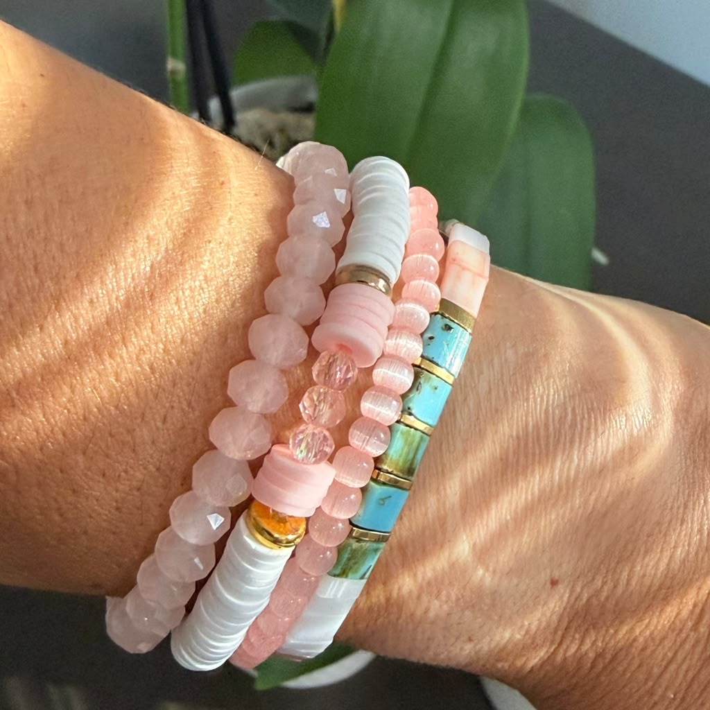 Coastal Blush Bracelet Stack – Set of 4