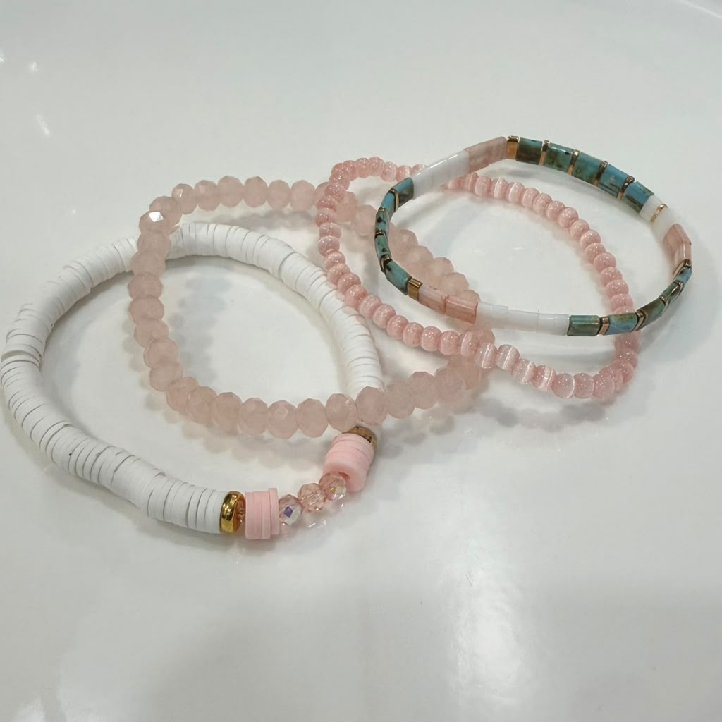Coastal Blush Bracelet Stack – Set of 4