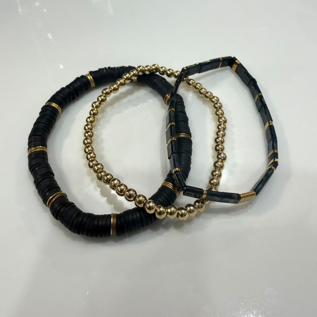Midnight Gold Bracelet Stack – Set of 3