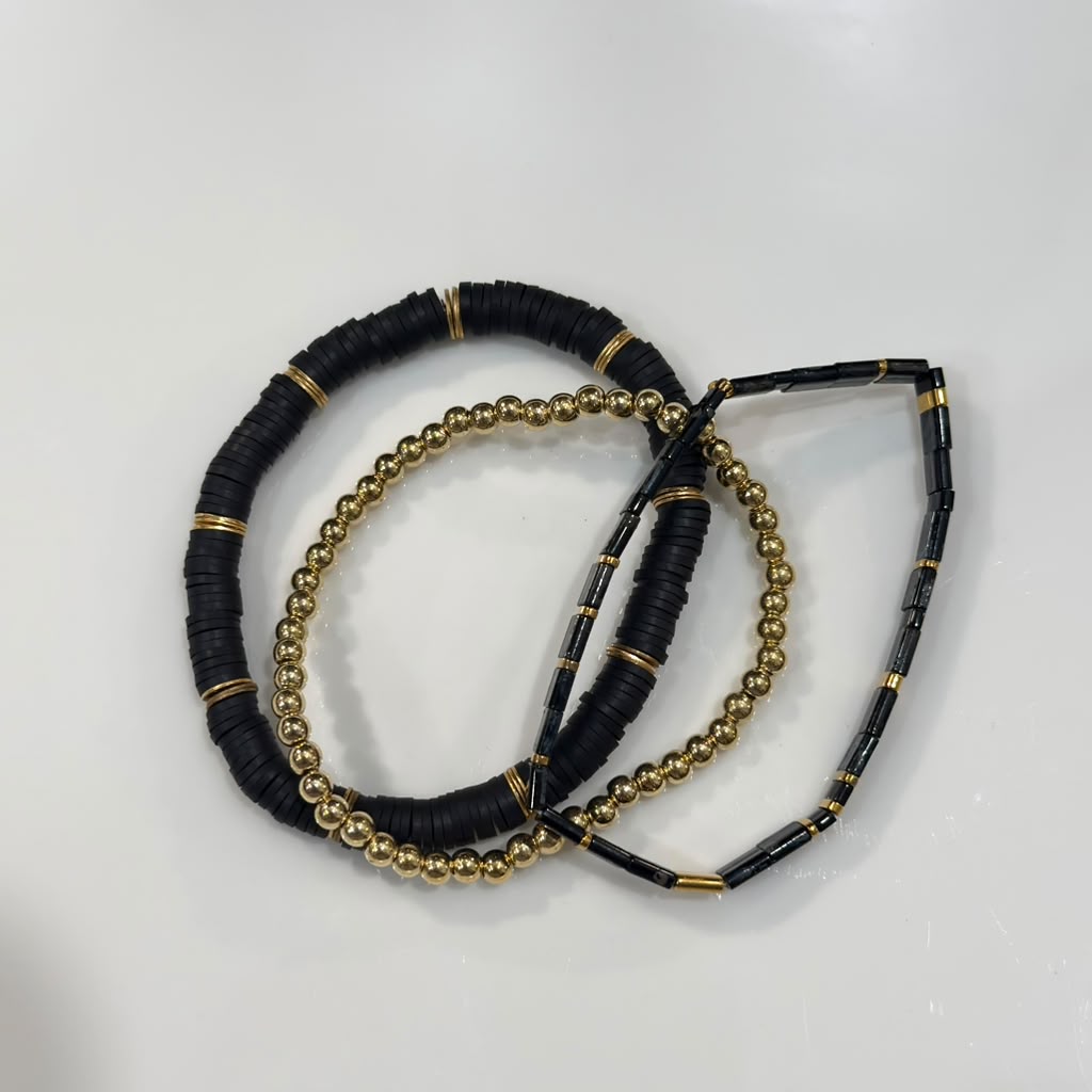 Midnight Gold Bracelet Stack – Set of 3