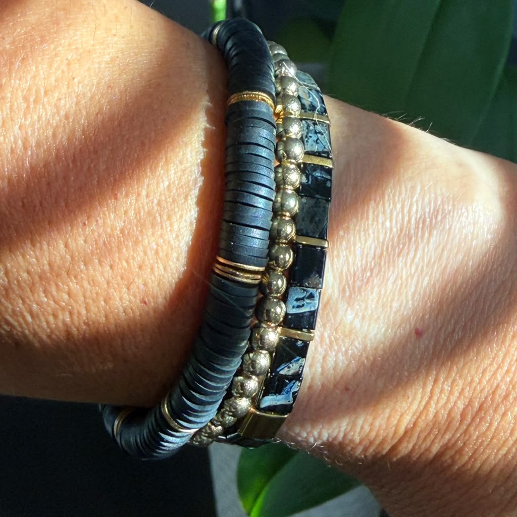 Midnight Gold Bracelet Stack – Set of 3