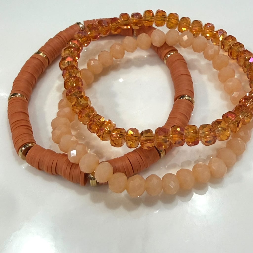 Golden Peach Bracelet Stack – Set of 3