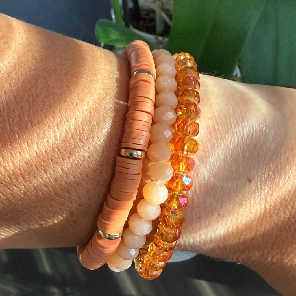 Golden Peach Bracelet Stack – Set of 3