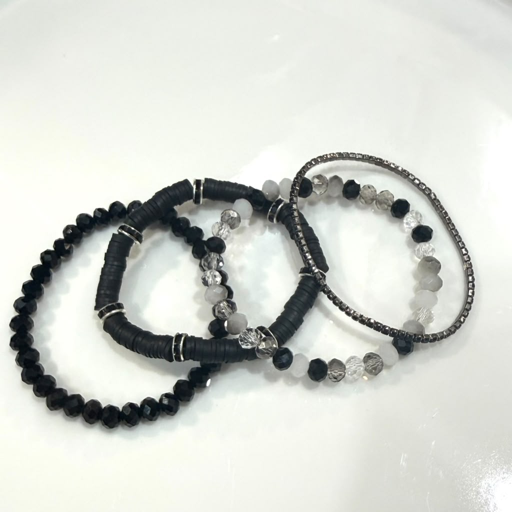 Moonlight Noir Bracelet Stack – Set of 4