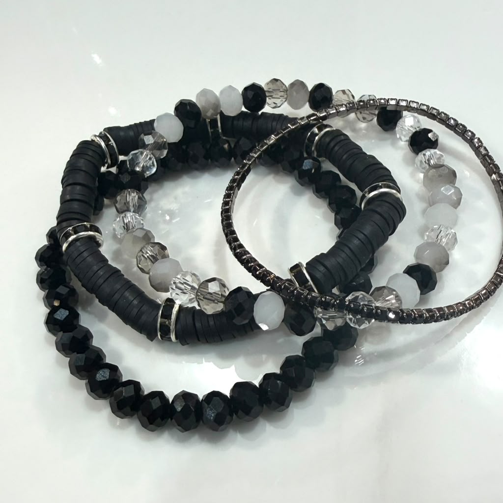 Moonlight Noir Bracelet Stack – Set of 4