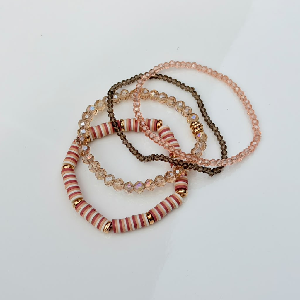 Blush & Mocha Bracelet Stack – Set of 4