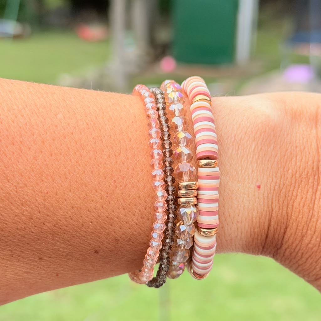 Blush & Mocha Bracelet Stack – Set of 4