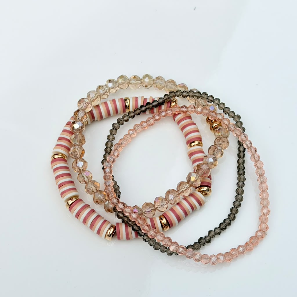 Blush & Mocha Bracelet Stack – Set of 4