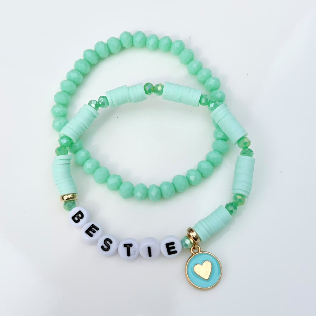 Bestie in Mint Bracelet Stack – Set of 2