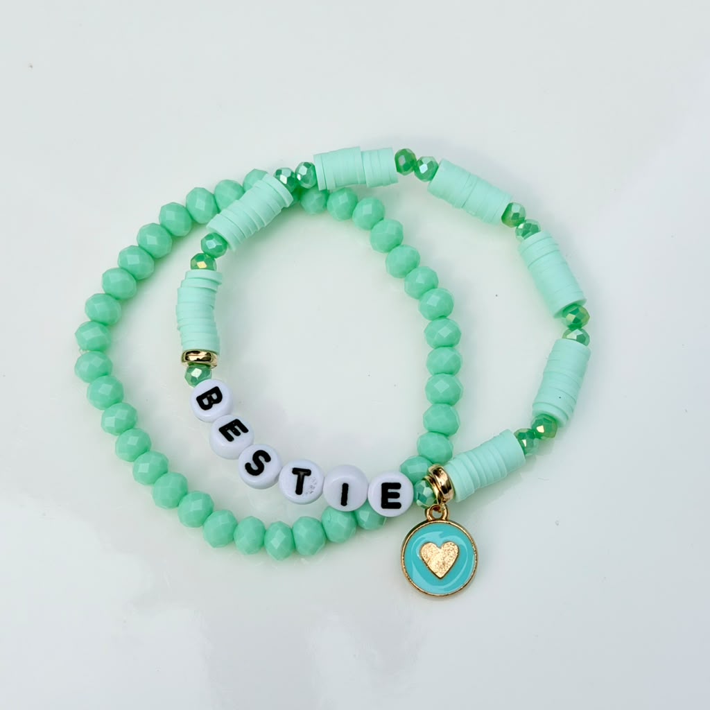 Bestie in Mint Bracelet Stack – Set of 2
