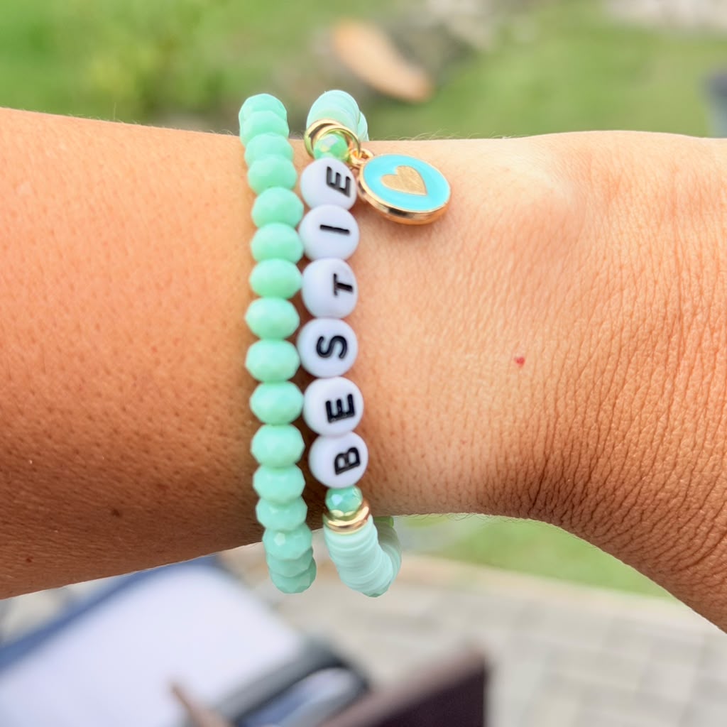 Bestie in Mint Bracelet Stack – Set of 2