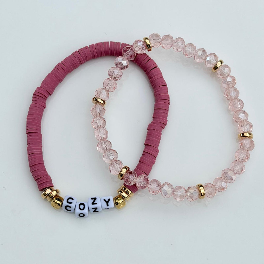 Cozy Pink Bracelet Stack – Set of 2