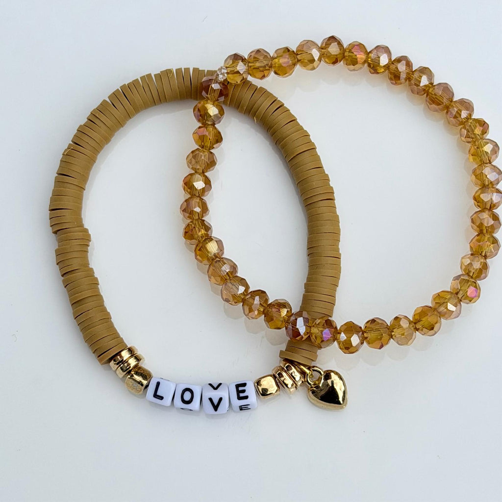 Golden Love Bracelet Stack – Set of 2