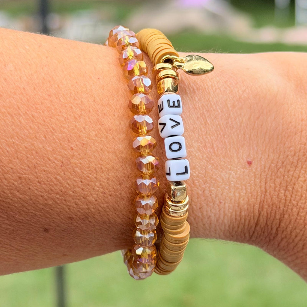 Golden Love Bracelet Stack – Set of 2
