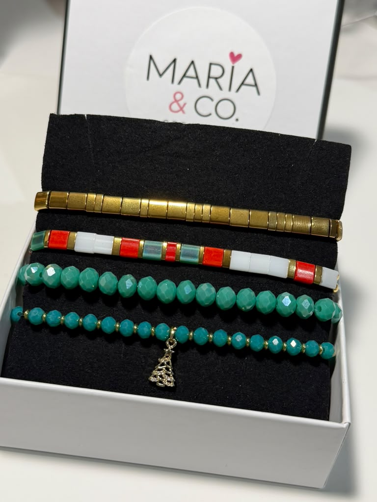 Emerald Christmas Stack – Set of 4