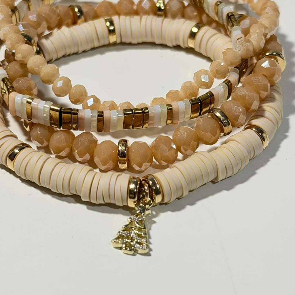 Golden Champagne Christmas Stack - Set of 4