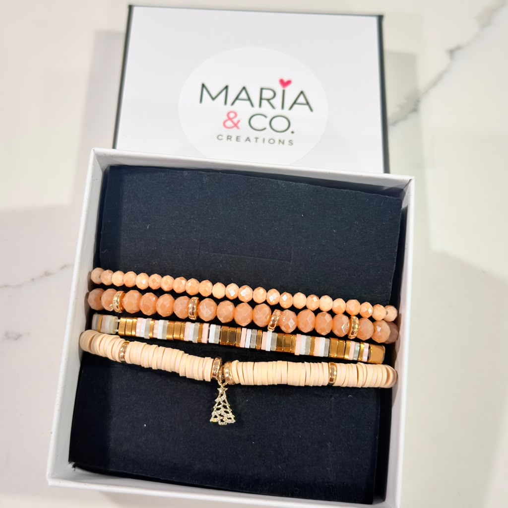 Golden Champagne Christmas Stack - Set of 4