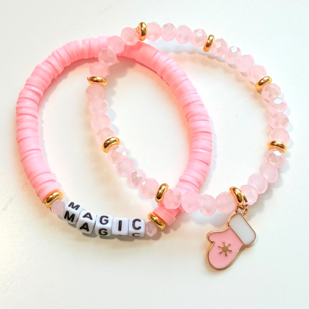 Pink Christmas Magic Bracelet Stack - Set of 2