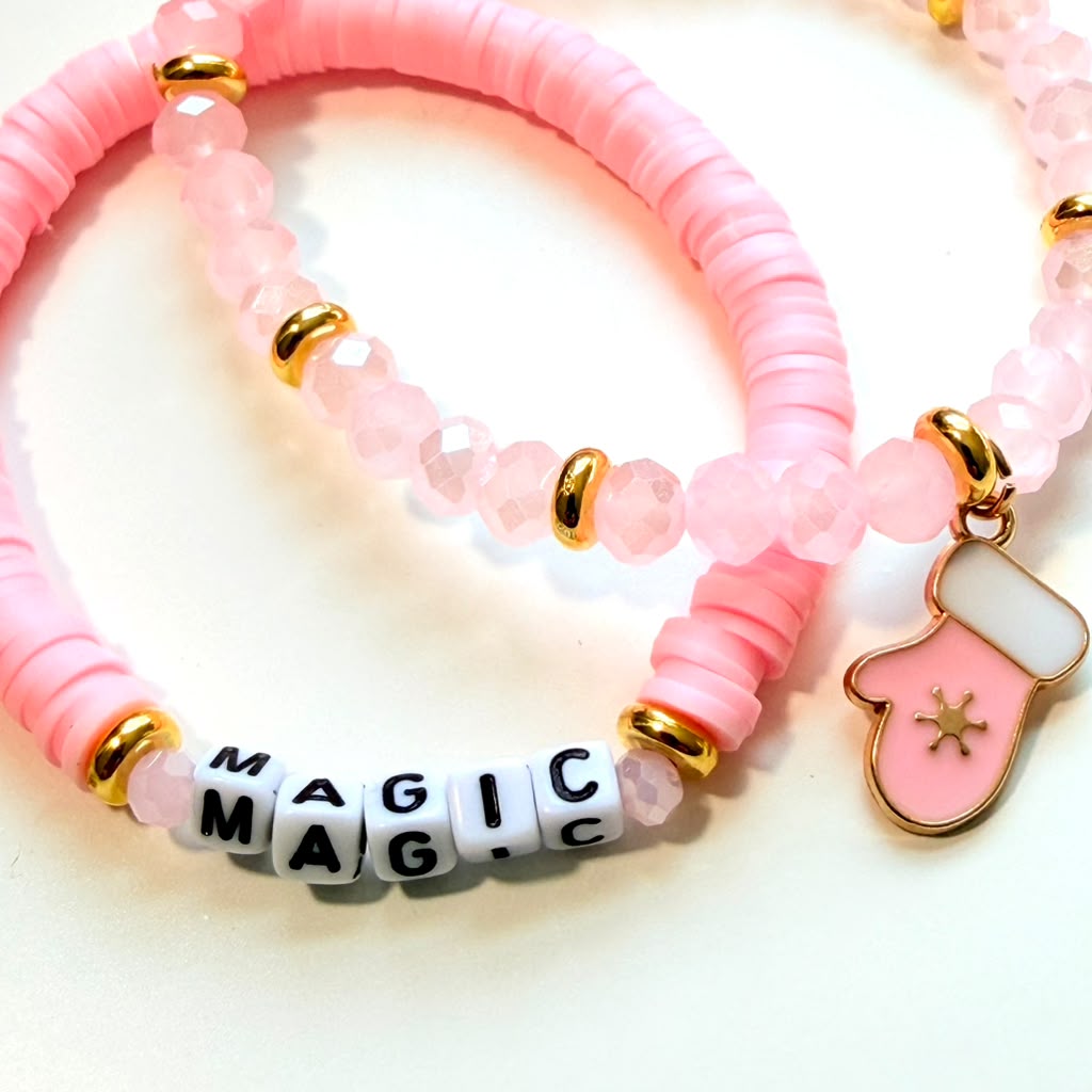 Pink Christmas Magic Bracelet Stack - Set of 2