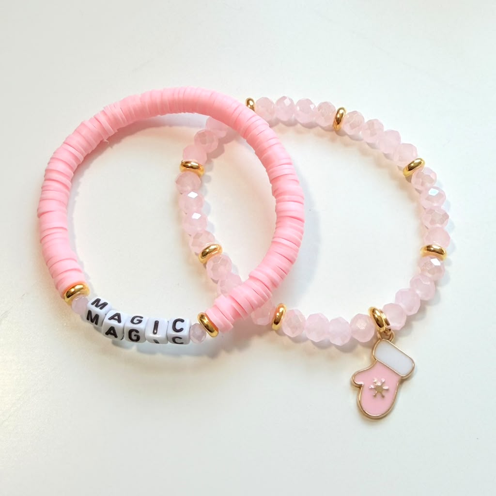 Pink Christmas Magic Bracelet Stack - Set of 2