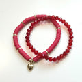 Ruby Heart Bracelet Stack - Set of 2