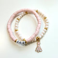 Pink Christmas Joy Bracelet Stack - Set of 2