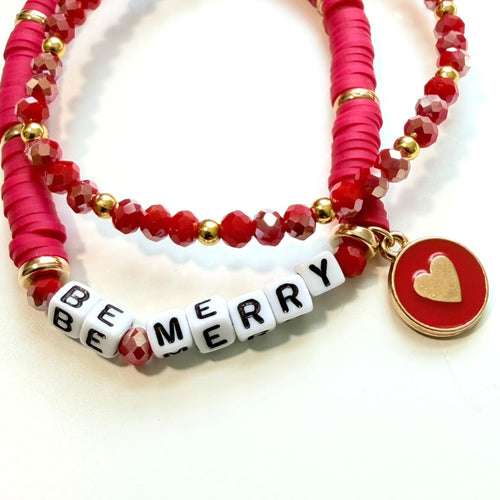 Be Merry Christmas Bracelet Stack - Set of 2